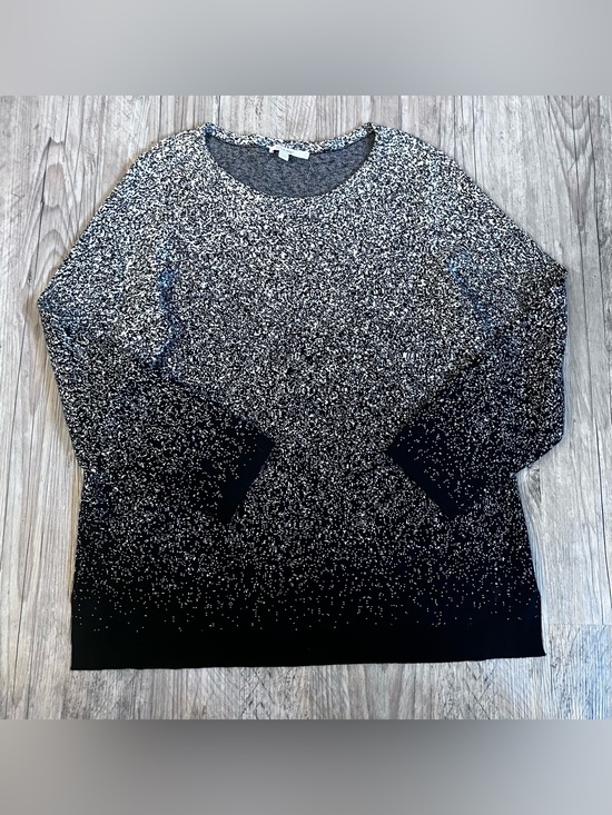 Chico's Sweaters - Chicos Zenergy Luxe Cashmere Blend Sweater Womens 3 XL Black White Ombre Knit